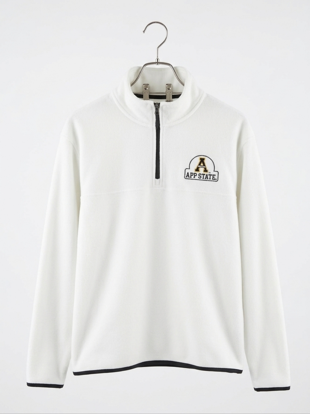 Women's White Quarter-Zip Fleece Pullover with App State Logo~Size Medium